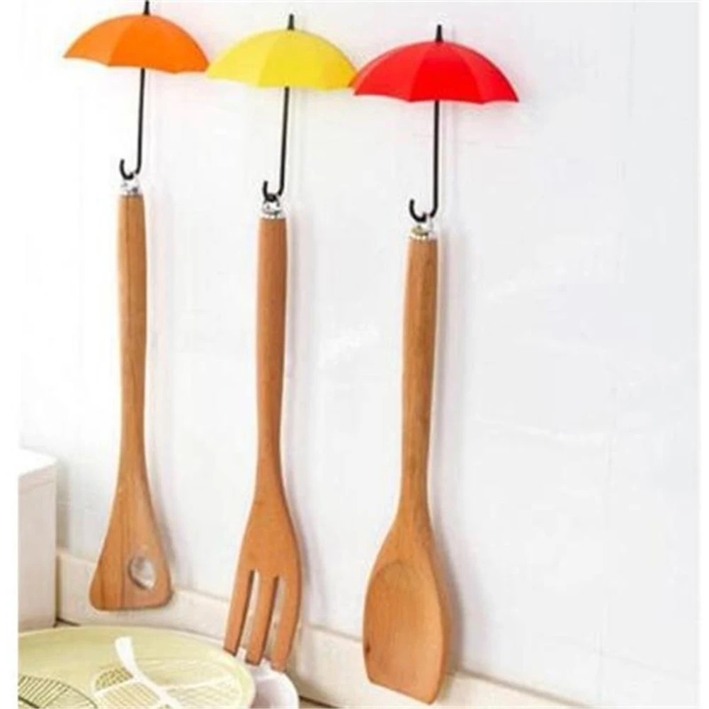3Pcs Colorful Umbrella Wall Hook Key Hanging Hair Pin Holder Decorative Organizer Storage Holders Racks