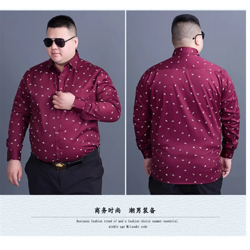 Большие размеры 8XL 7XL 6XL Осенняя брендовая мужская одежда Slim Fit Мужская рубашка с длинными рукавами Мужская Повседневная рубашка в горошек Social Новинка