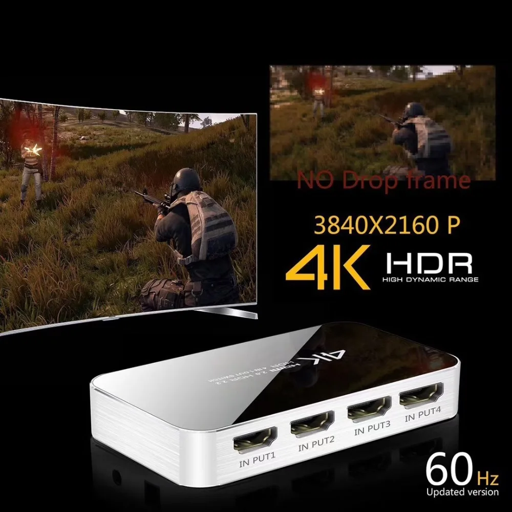 PUZHIJIE HDMI Switch 2 0 Switcher HDR 4K x 2K 4 в 1 out HDCP с ИК беспроводным пультом дистанционного