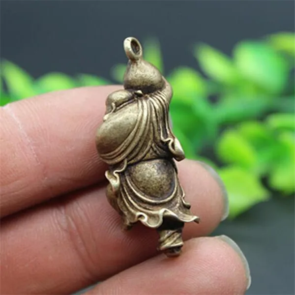 Китайский маленький кулон из чистой латуни maitreya Будда персик|Статуи и