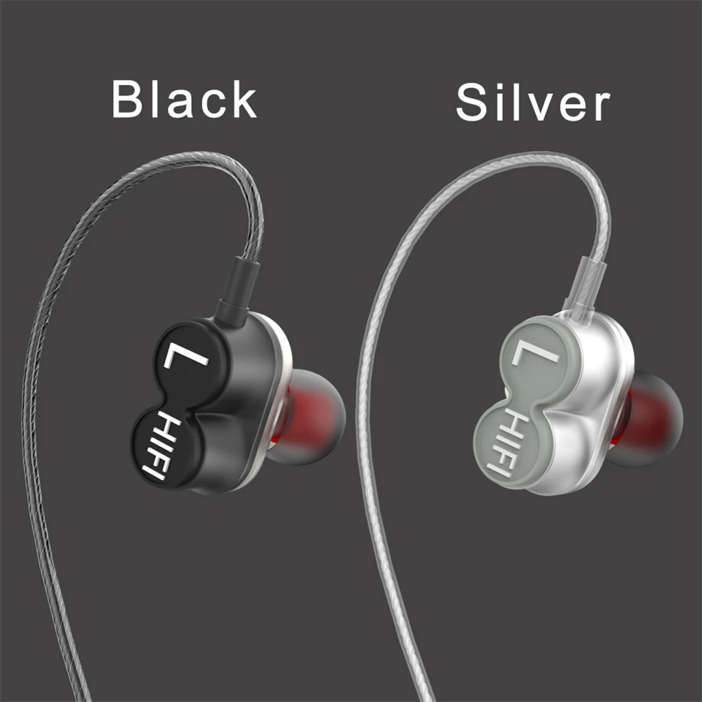 Музыкальные наушники-вкладыши, HIFI, двойной динамический привод, супер бас, Спортивная гарнитура, микрофон, арматура, спортивные наушники, высокое качество