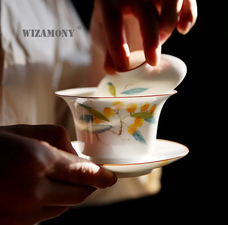 1 шт. WIZAMONY китайский чайный набор кунг-фу gaiwan Чайник чашки расписанные вручную чайные сервизы фарфоровые керамические подарочные пуэр посуда для напитков