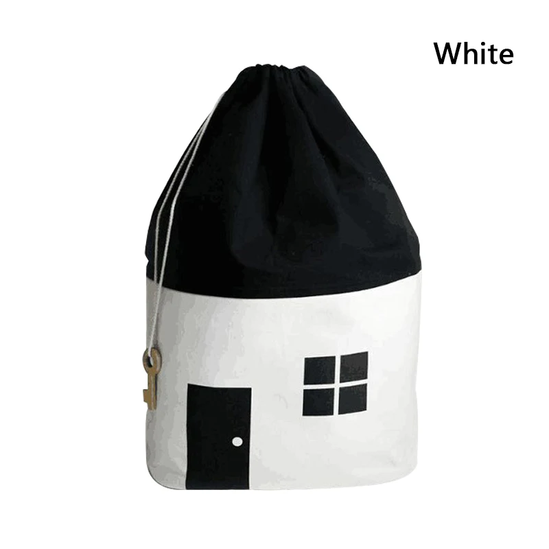 Room Decoration Large Capacity Cute House Storage Bag Children Kids Toy Baby Cotton Canvas Toys Beam Port Pouch Home Decor - Цвет: Белый