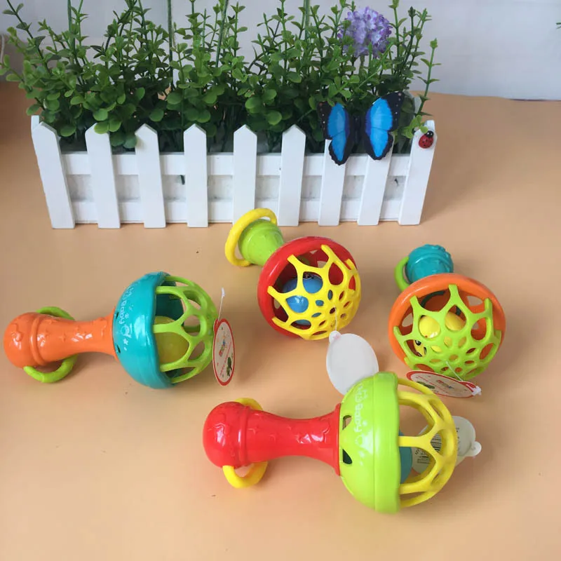 

0-2 Years Baby Rattles Toy Teether Soft Plastic Funny Hand Bell Rattle Kids Birthday Gift YH-17