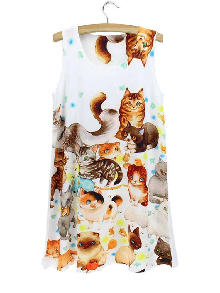 Женское платье с кошкой и шляпой недорогая одежда из Китая синими глазами 2015