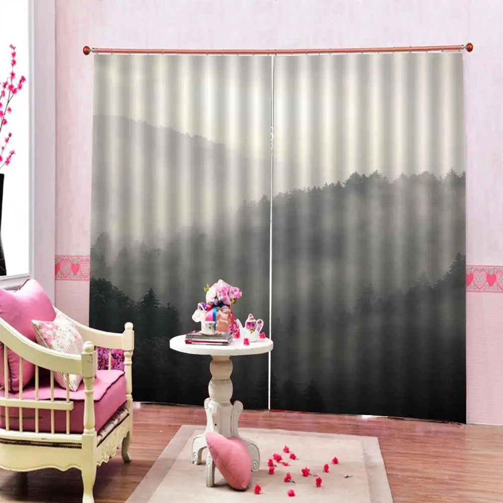 

forest mountain curtain grey fog Customized size Luxury Blackout 3D Window Curtains For Living Room