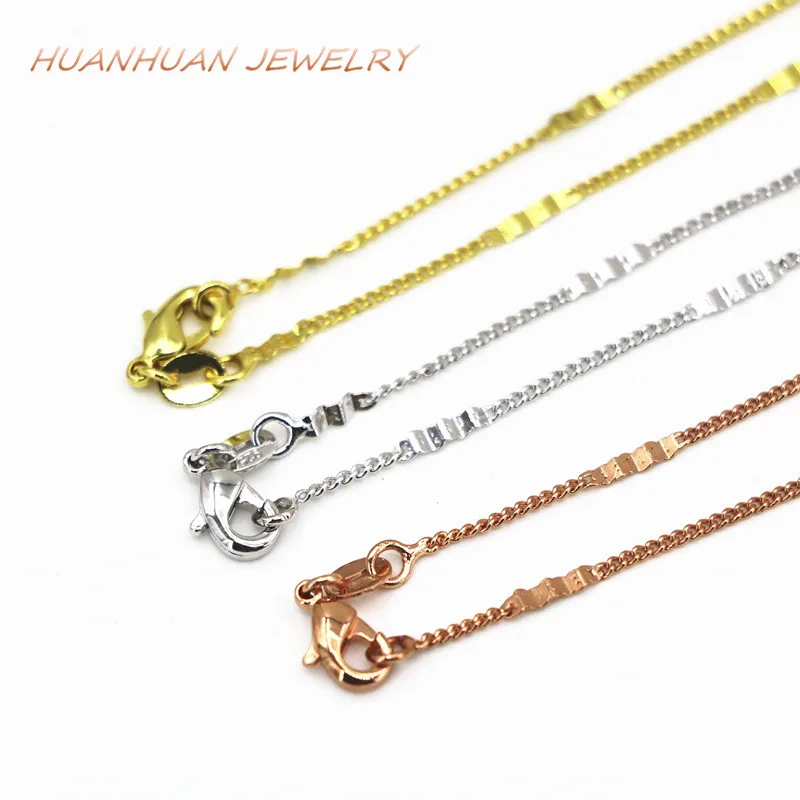 

Fashion Exquisite Link Chain For Women 1mm Copper Stainless Steel Chains Choker Diy Necklace & Pendant Gift Jewelry 18inch B3367