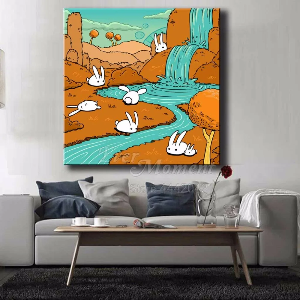 Алмазная живопись с кроликом и водопадом Ever Instant мультяшное Полноразмерное