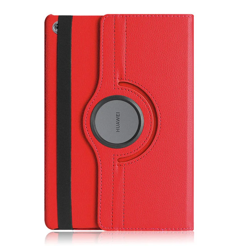 Red 360 Rotating Case For Huawei MediaPad M5 Lite 10 Case BAH2-W09/W19/L09 10.1'' Tablet Smart Auto Sleep / Wake Stand Leather Cover - Цвет: Red