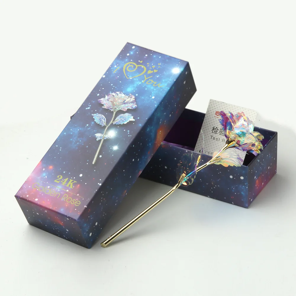 colorful rose(box 1) Букет невесты Мода Высокое качество PU Искусственные цветы 24 К золотой цвета розового золота с коробкой год День Святого Валентина x27s подарок ко Дню/Настоящее Фольга цветы домашнего декора поддельные розы - Цвет: colorful rose(box 1)