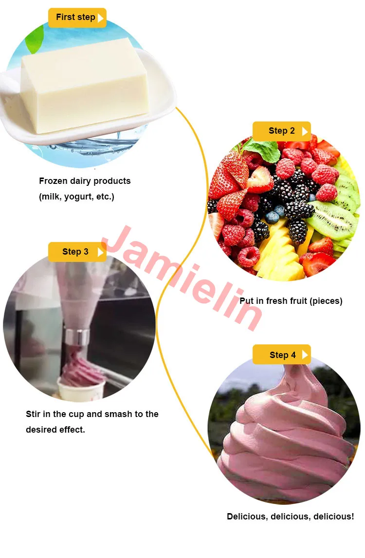 Jamielin Commercial Fruit Ice Cream Mixer Frozen Yogurt Mixer Fruit Frozen Yogurt Mixing Machine Ice Cream Shaker images - 6