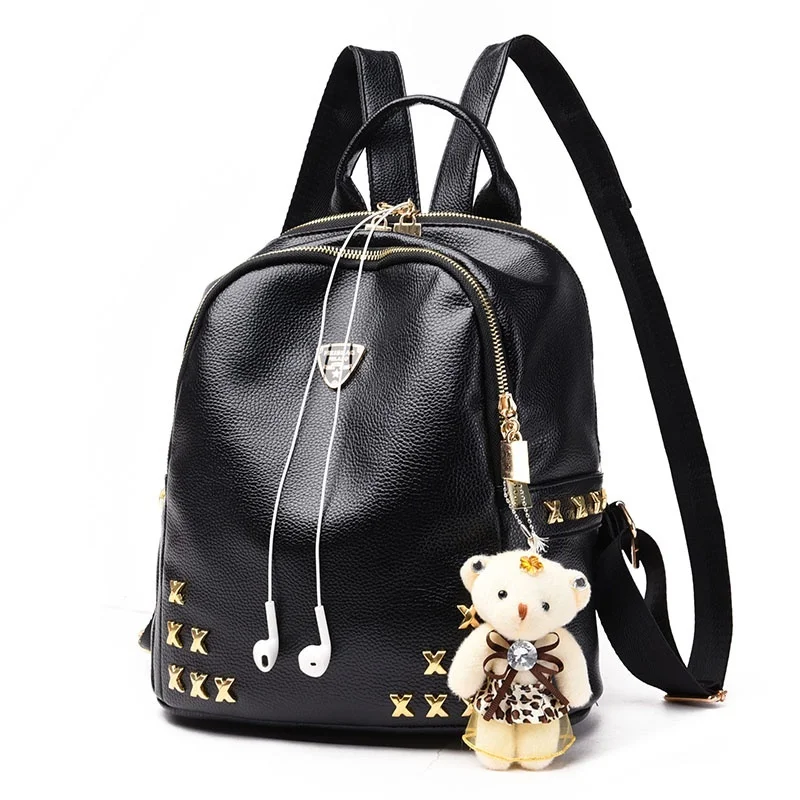 Бренд рюкзак для сумка pu черный прекрасный новый женский задней Девушки кожа