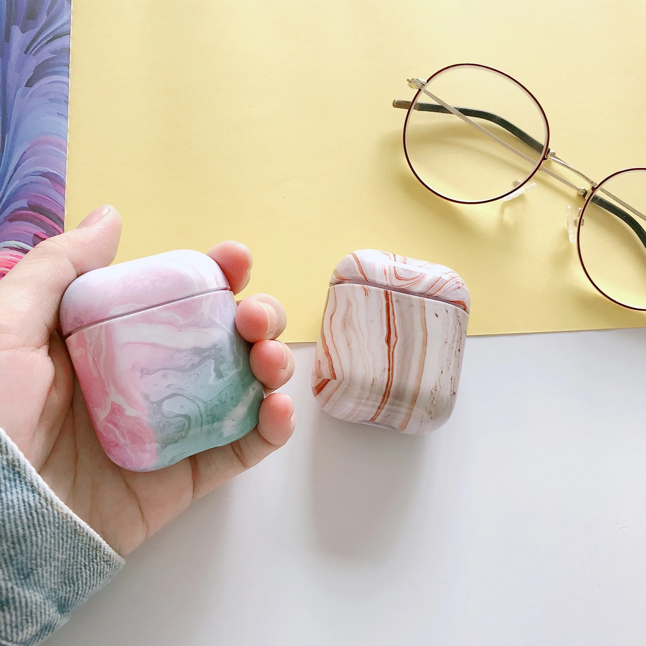 Чехол для Airpods 1 или 2 Роскошная мраморная Защитная крышка 1:1 Bluetooth наушники