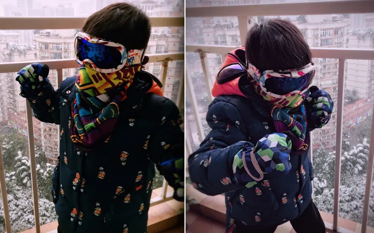 Зимние Детские лыжные очки с двойными линзами, защита UV400, для мальчиков и девочек, противотуманные, снежные маски, лыжные Солнцезащитные очки, очки для сноуборда, маленький размер