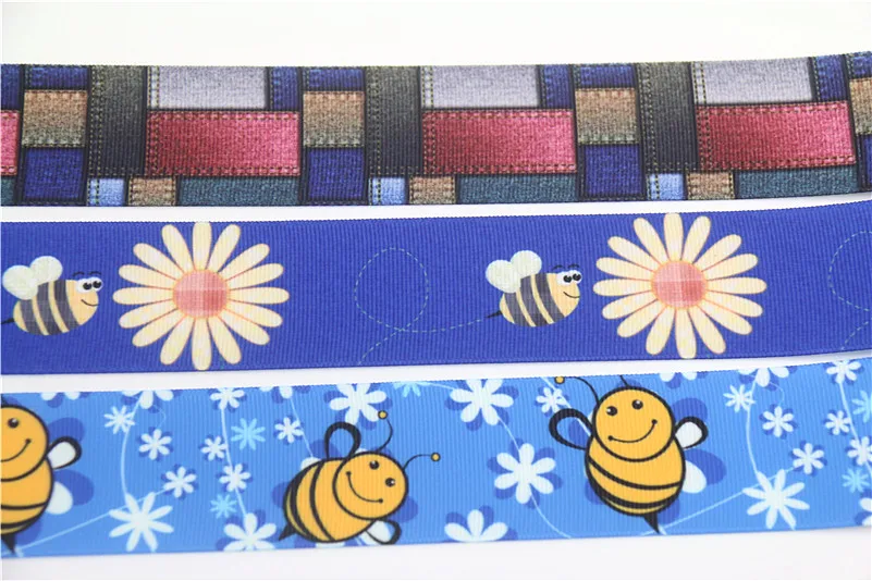 DUWES 1 5 '❐ ярдов Жан пчела цветок печатных grosgrain ленточный аксессуар бант для