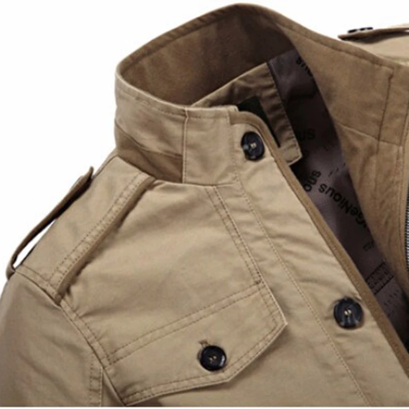 

Autumn winter Jacket Men 100% Cotton Business casual Cargo military Multi-pocket Mens Jackets and Coats Male Chaqueta Hombre