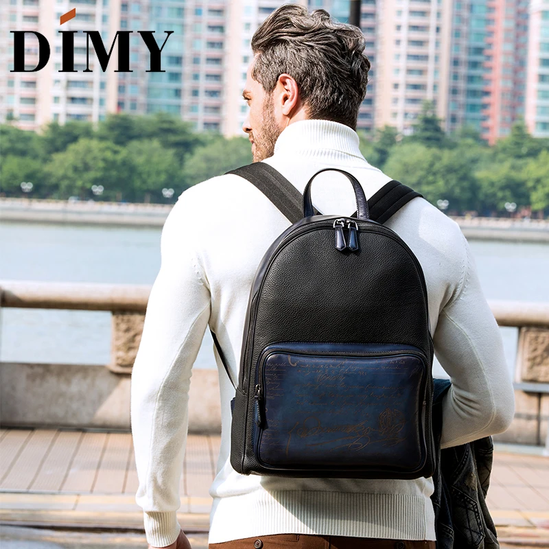 DIMY ручной патина рюкзаки мужской пояса из натуральной кожи Bagpack Винтаж Стиль