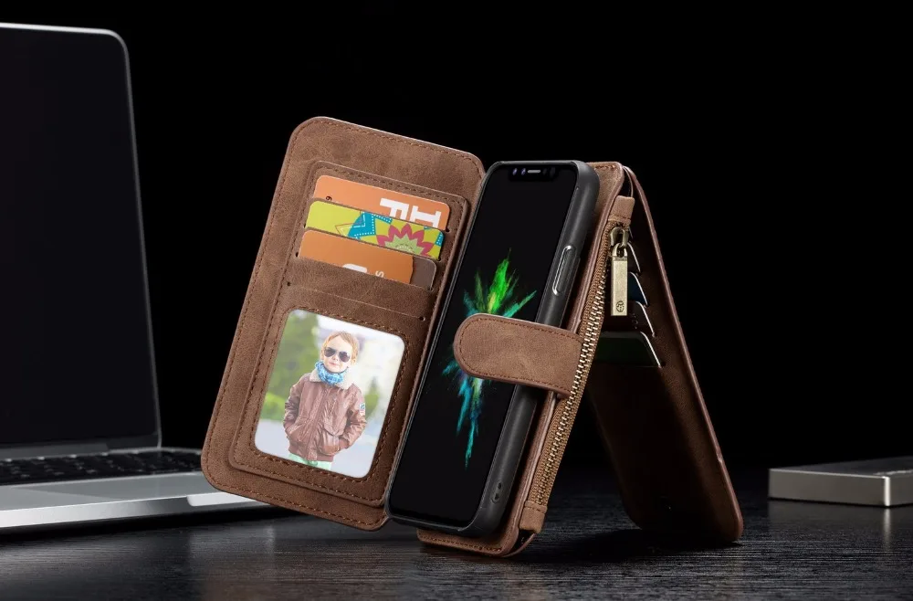 Роскошный высококачественный кожаный чехол-кошелек Caseme для iPhone 7, 8 Plus, чехол-книжка на молнии, чехол-книжка для iPhone XR XS Max X Capa с отделениями для карт