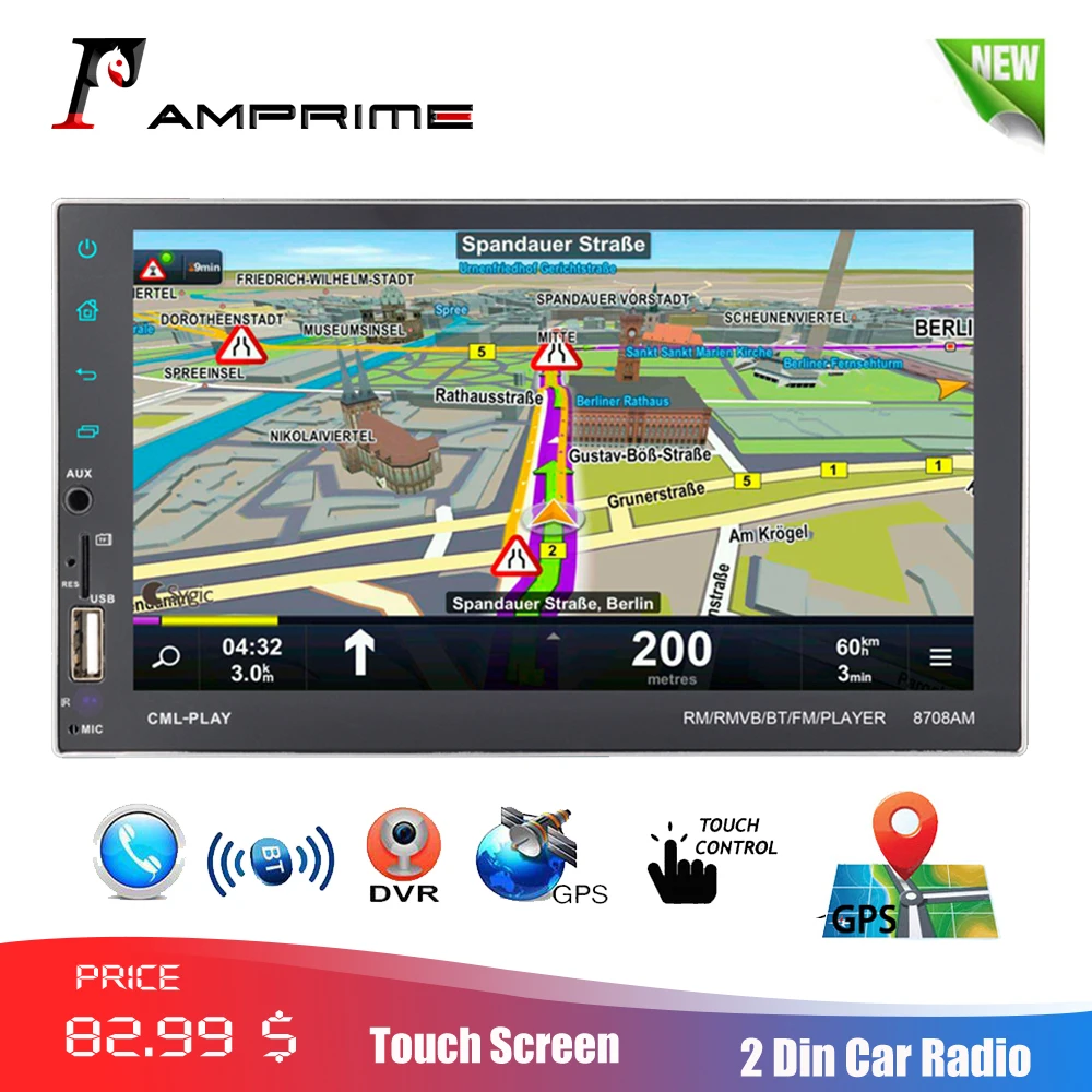 Автомагнитола AMPrime 7 &quotуниверсальная 2din GPS навигация автомобильный