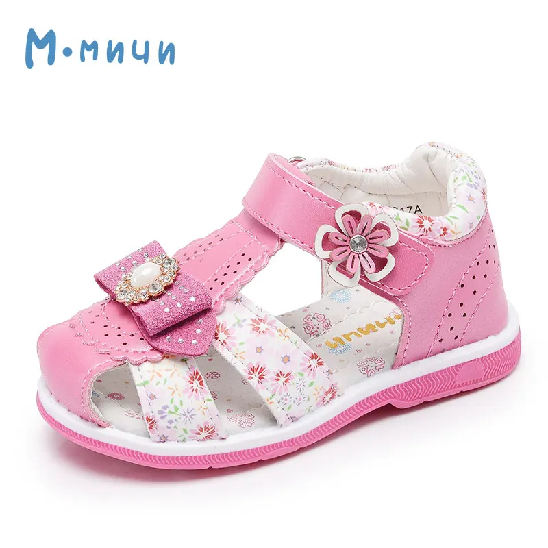 ML2617A-FUCHSIA Отправить от России) Mmnun Новое поступление цветы сандалии для девочек обувь для детей малыша сандалии с закрытым носком сандалии детские сандалии для маленьких девочек 22-32 - Цвет: ML2617A-FUCHSIA