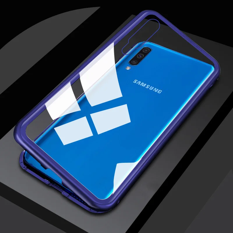 Металлический бампер чехол для samsung Galaxy M10 M20 M30 магнитной адсорбции закаленное Стекло для A10 A20 A30 A40S A50 A60 A70