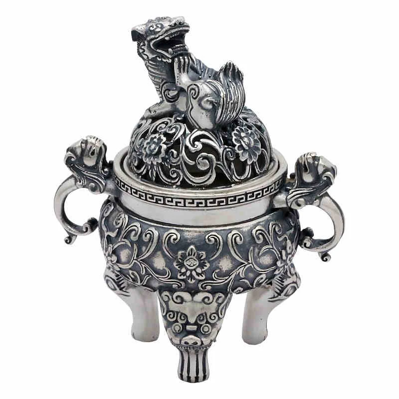 Мужские S990 стерлингового серебра этнические сандалового дерева курильница