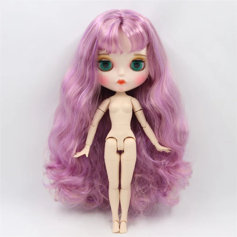 

ICY DBS Blyth Doll 1/6 toy white skin joint body bjd pink mix hair matte face with eyebrow customized doll 30cm