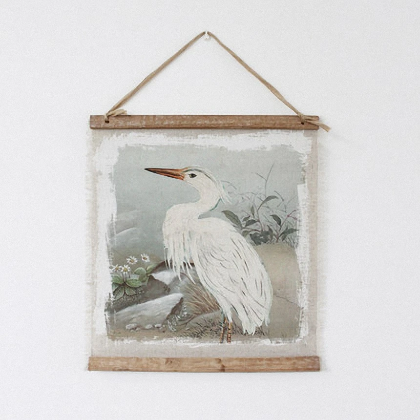Большой ретро Egrets льняная ткань живопись свитки постер росписи баннеры-картины