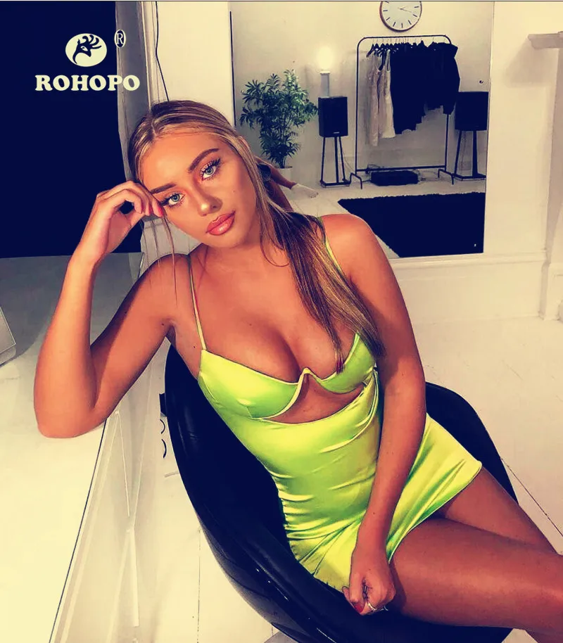 Женское Двухслойное облегающее платье ROHOPO Клубное на тонких бретелях с открытой