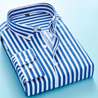 2021mens business casual long sleeved shirt men m 5xl plus size shirt classic striped male social dress shirts outwear