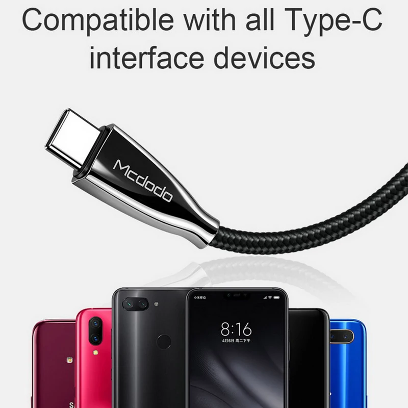 MCDODO 60 Вт Тип usb C кабель с разъемом usb-c PD QC3.0 3A быстро Зарядное устройство для samsung S9 Plus Note 9 huawei P20 MacBook шнур Тип-C кабель