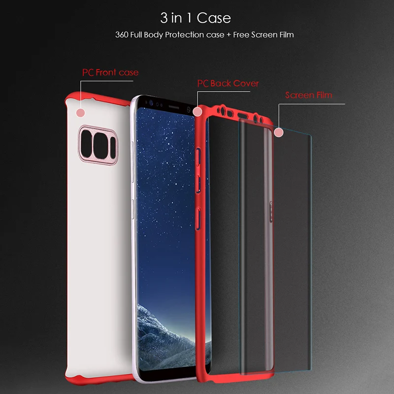 360 полная защита чехол для Samsung Galaxy S10 S9 S8 Plus Note 9 8 S7 Жесткий ПК iPhone XS Max XR X 7 6 6S +
