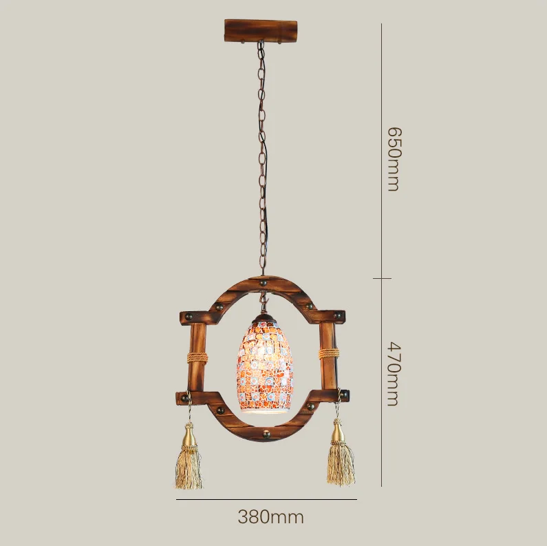American style mosaic colored glass handmade bamboo art chandelier E27 LED lamp for stairs&ampporch&ampgallery&ampstudio&amppavilion LDK041 |