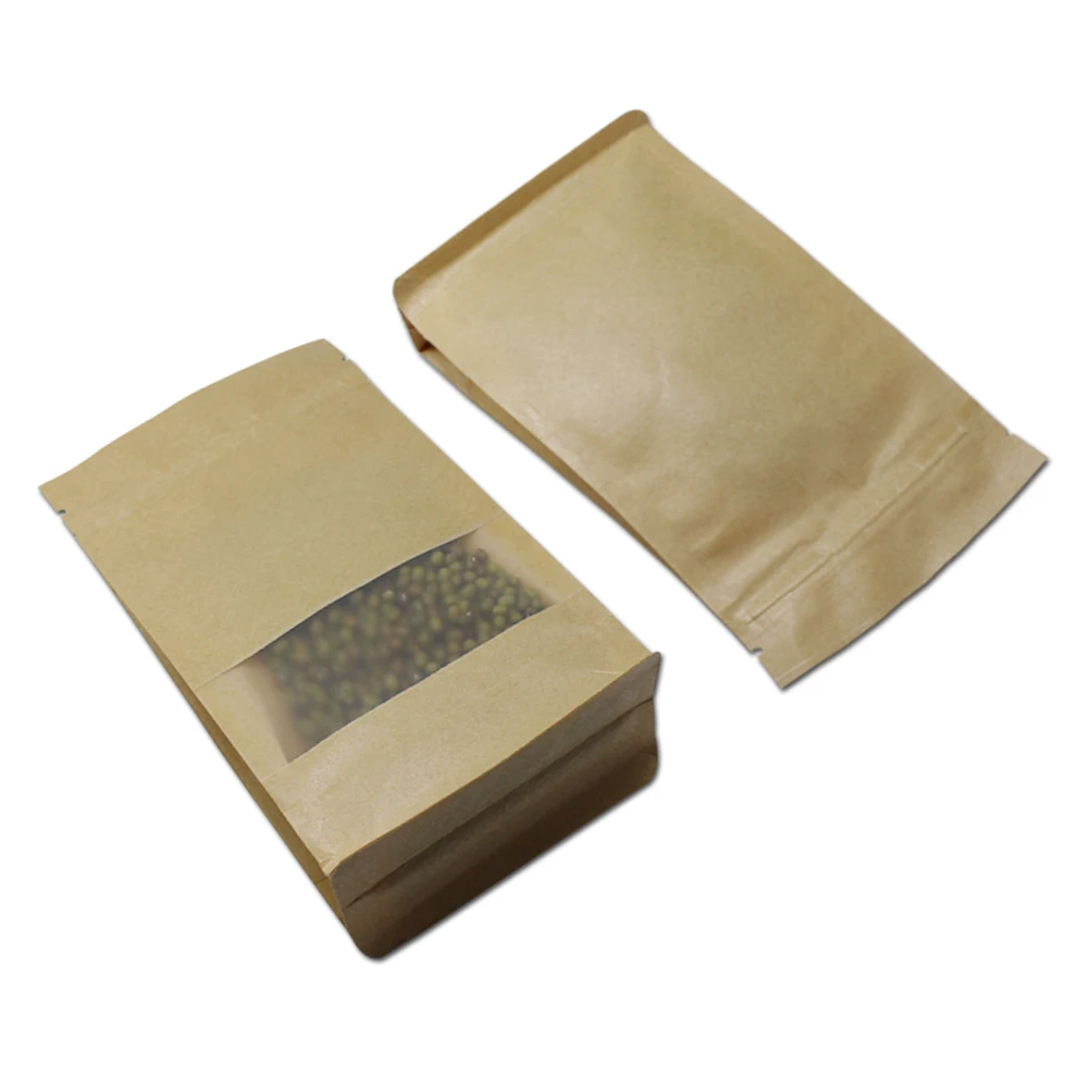 50 шт./лот стоьте вверх крафт бумага замок на молнии самозапечатывающаяся