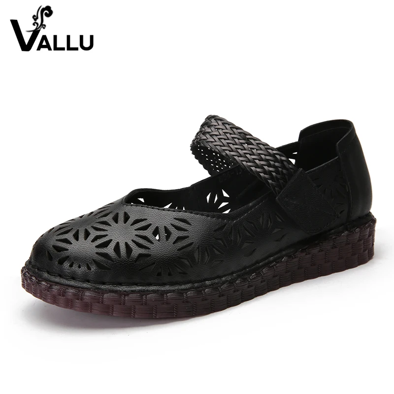 Женские ажурные туфли VALLU винтажные из натуральной кожи на плоской подошве с
