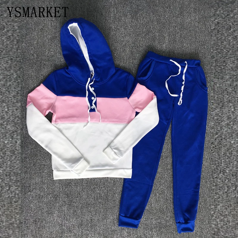 Новый женский спортивный костюм YSMARKET с капюшоном принтом повседневные толстовки