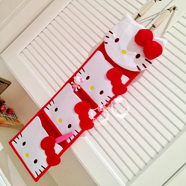 3 кармана милый розовый/красный лук рисунок Hello Kitty плюшевые длинные Slung сумка для