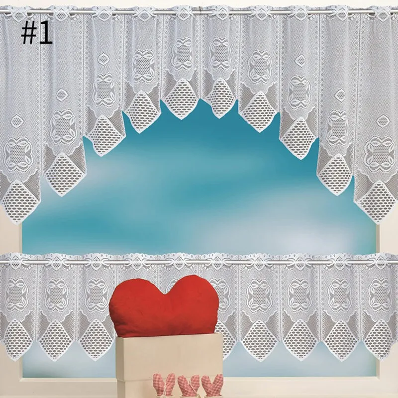 1 Valance Home Door Half Curtain Lace Short Curtain for Cafe DecorativeHome Living Room Door Balcony Window Treatment - Цвет: 1