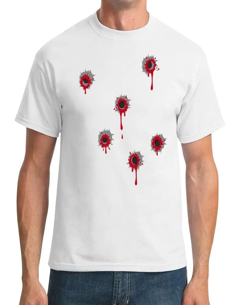 

Bullet Hole Effect - Funny - Mens T-Shirt 2019 New Summer T Shirt Men 100% Cotton Cool Tee Shirts