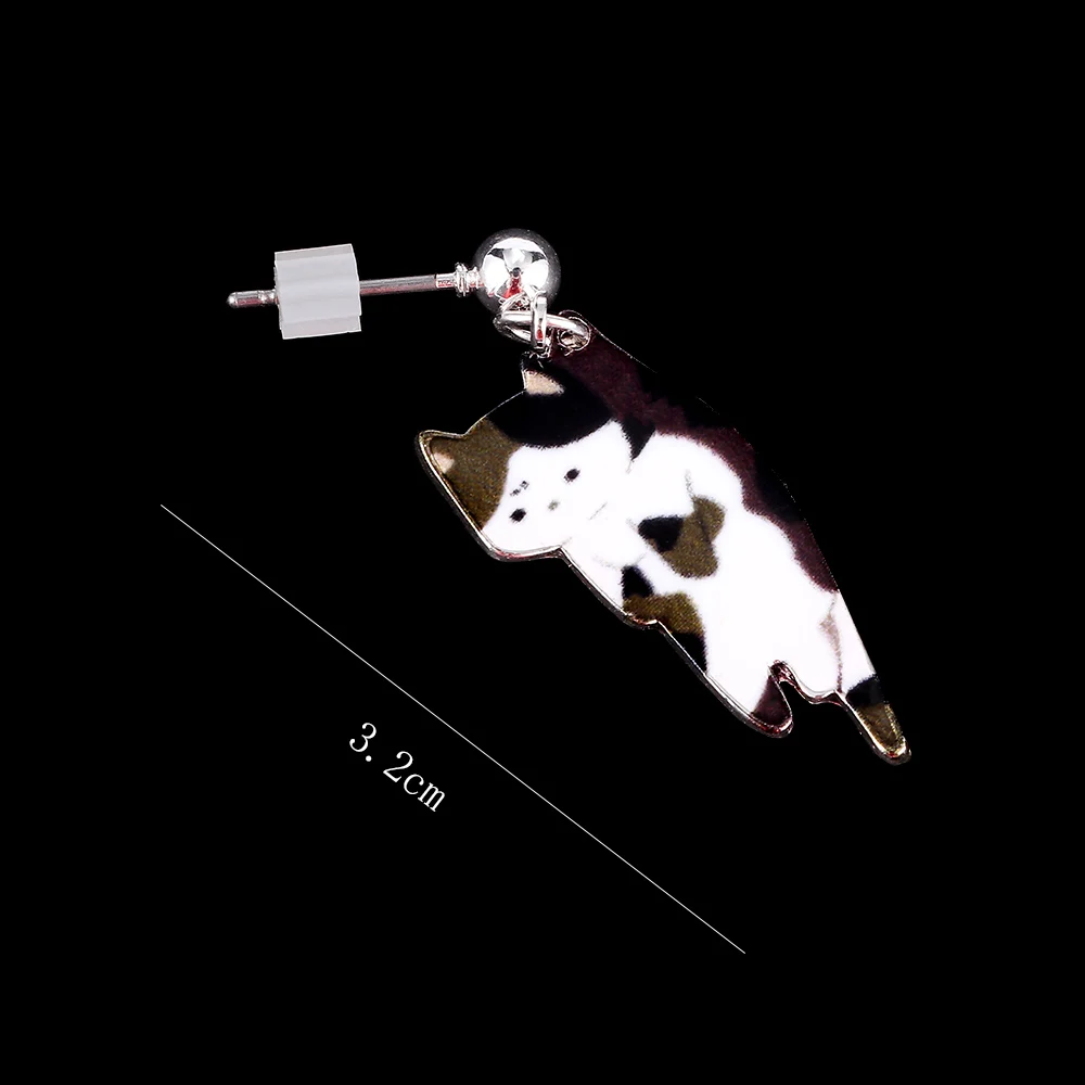 1 pair Japanese style Fashion Cute Cat Earrings White Black Hang Enamel Piercing Ear Clip women girls Stud | Украшения и