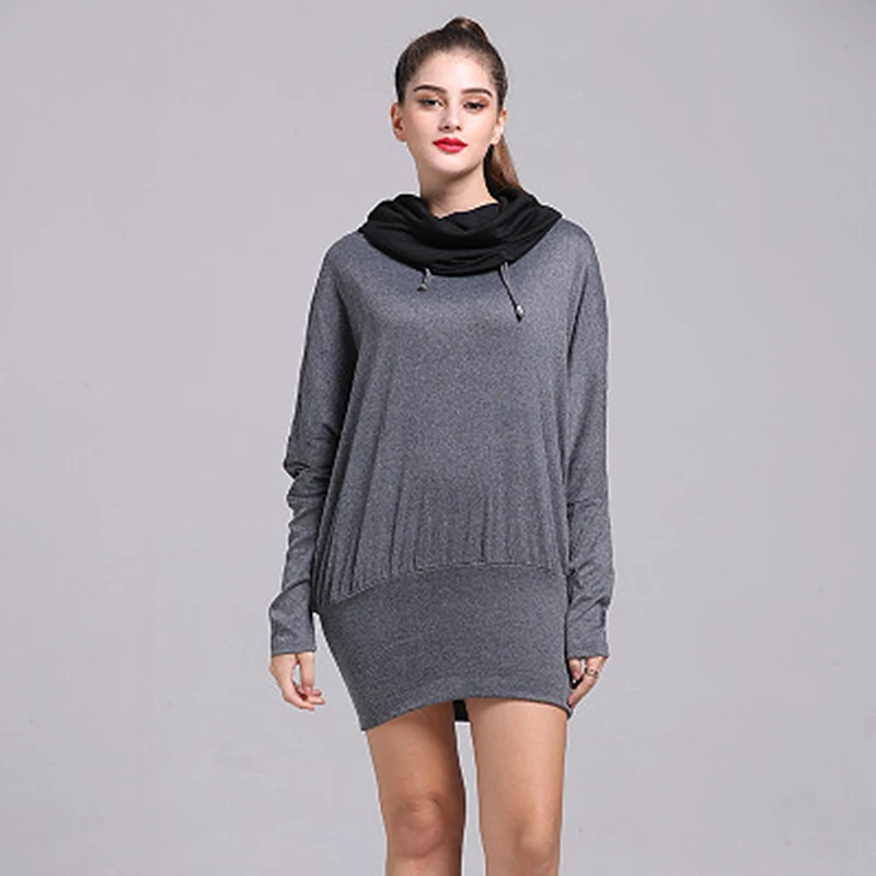 Fat Sister Large Size Women's 2019 Early Spring New Package Hip Dress Was Thin Trend Pure Color