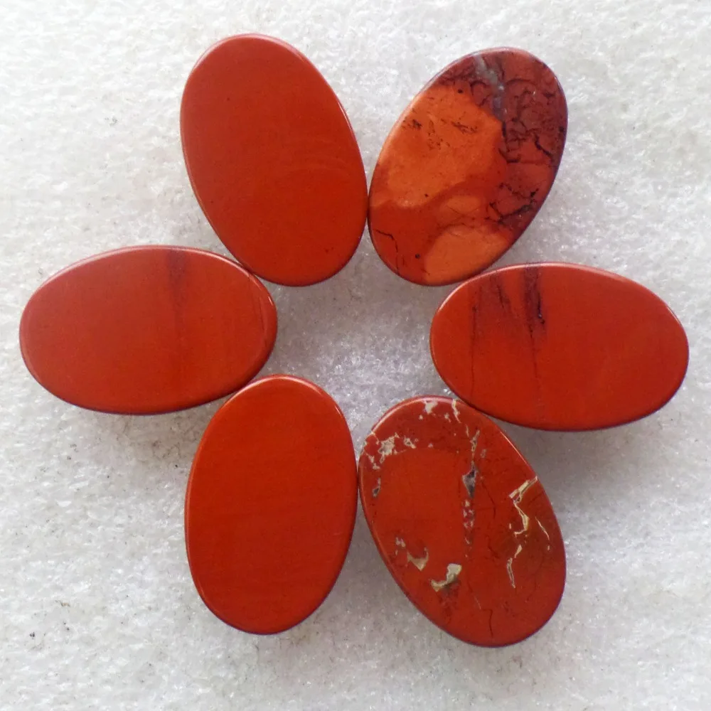 (6 шт./лот) оптовая продажа натуральные красные яшмы Овальные Кабошоны 30x20x7 мм