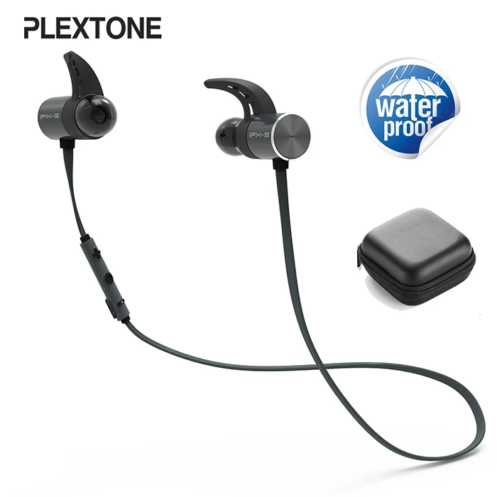 Plextone BX343 Беспроводной наушники Bluetooth IPX5 Водонепроницаемый наушник магнитных гарнитура наушники С микрофоном для телефона Спортивная наушники для телефона наушники на телефон - Цвет: Black