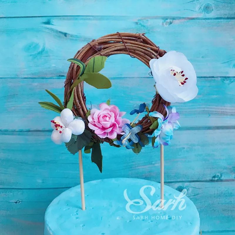 1 шт. белый розовый синий цветок лист венок торт Топпер десерт украшение для дня