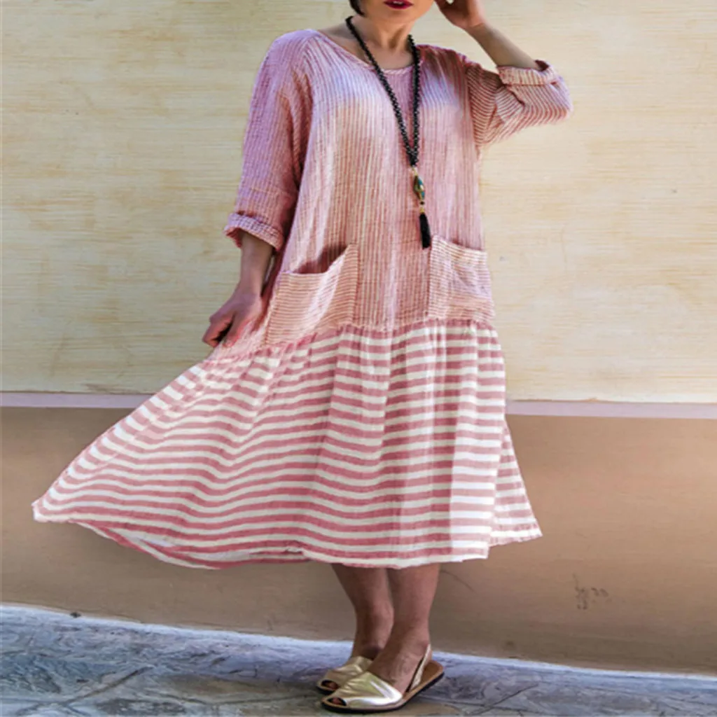 2019 плюс размер повседневное женское летнее платье модное с круглым вырезом в