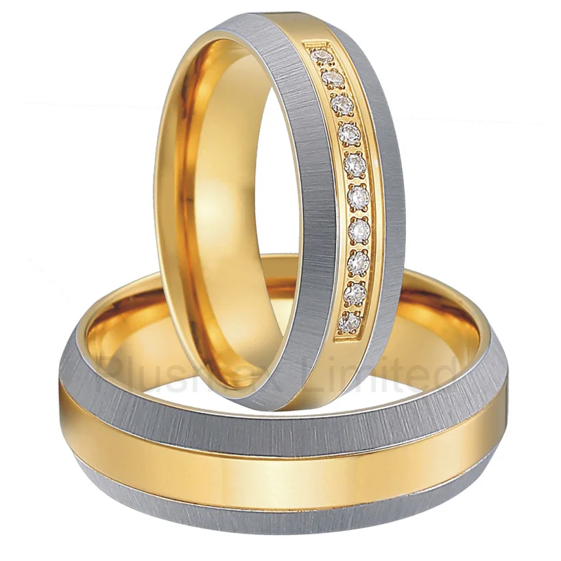 

OEM/ODM Global retailer unique gold color titanium jewelry anniversary engagement love wedding rings