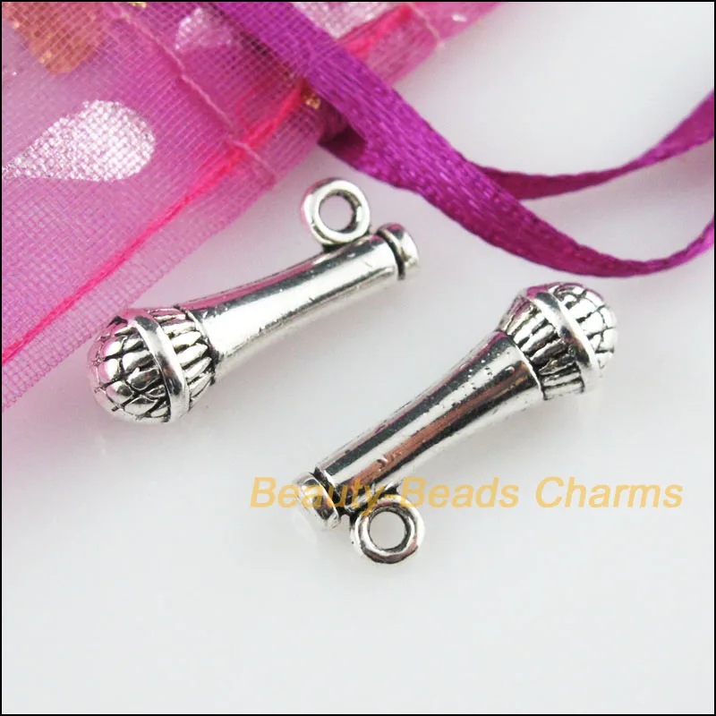 Мода 15 шт. Тибетский серебристый цвет Микрофон Подвески 7x21mm|Шармы| |