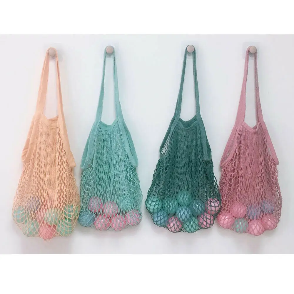Mesh Organic Cotton String Shopping Bag Reusable Fruit Tote Supermarket Grocery Shopper Net Woven Bags | Дом и сад