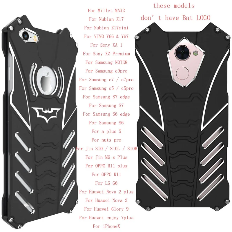 R-Just Batman Armor Case For iPhone X 7 8 Luxury Metal Aluminum Cover Plus Coque Shell 6 6S 5 5c |