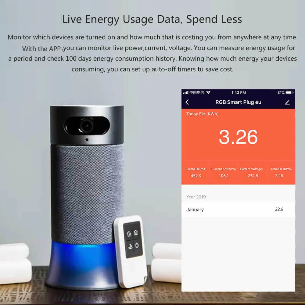 Tuya умная вилка RGB лампа для сцены wifi мобильный телефон переключатель